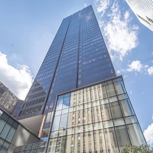 A low angle view of a building.
