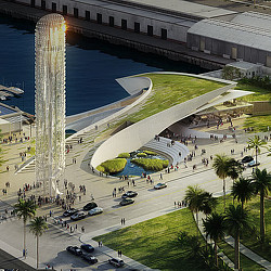 A large building with a large arch.