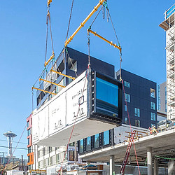 A crane on top of a building.