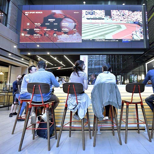 Patrons at Taproom at High Street Place by Josh Reynolds for The Boston Globe