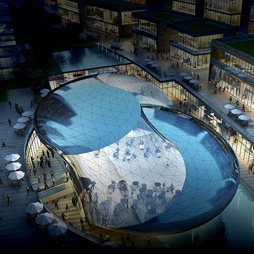 A large indoor swimming pool.