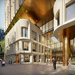 555 Collins St exterior street level rendering