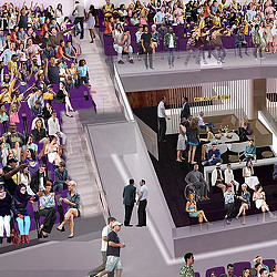 Crypto.com Arena main concourse seating rendering. Credit AEG