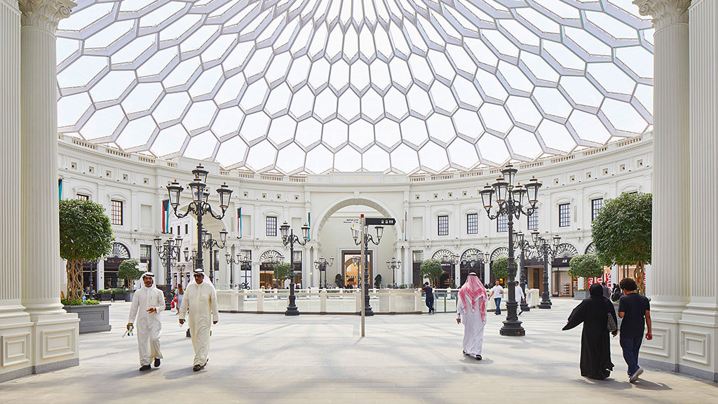 View of luxury boutiques in the Prestige mall inside The Avenues shopping  mall in Kuwait City, Kuwait.