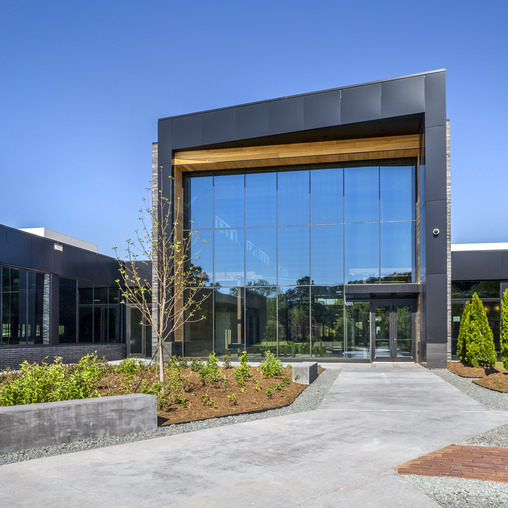 A building with glass walls.