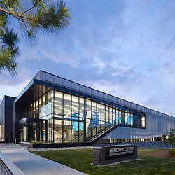 A building with glass walls.