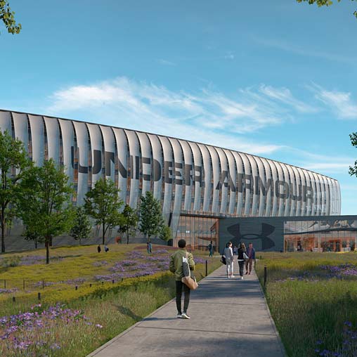 Under Armour building exterior rendering.