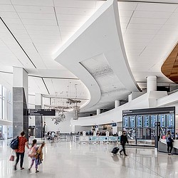 SFO Harvey B. Milk Terminal 1 check-in lobby.