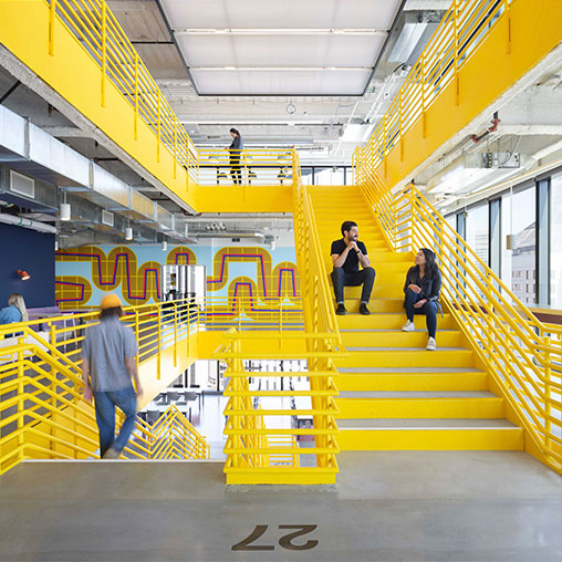 Meta Park Tower central yellow staircase.