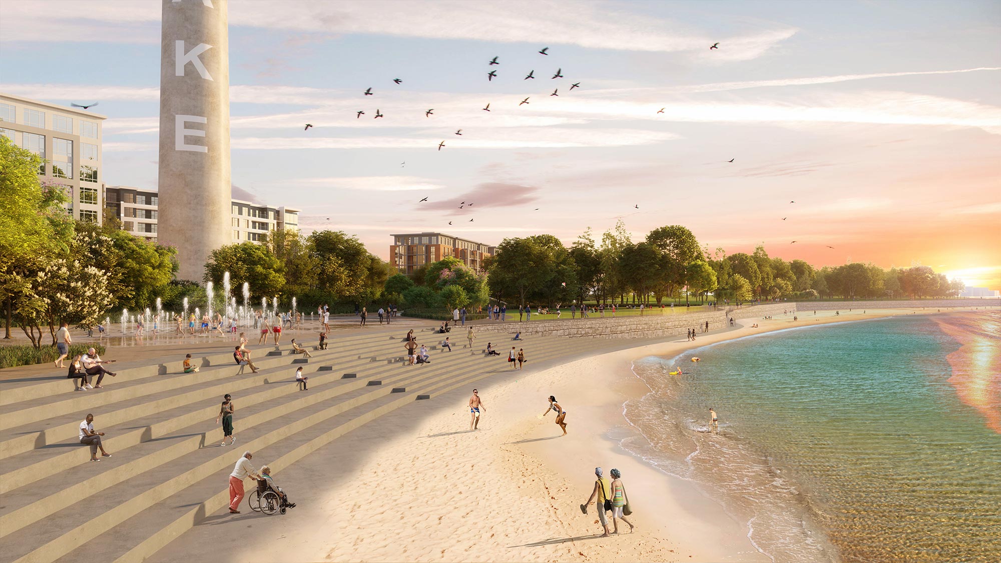 Avon Lake Renewable Master Plan beach rendering.
