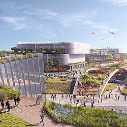 Elysium City Project welcome center rendering.