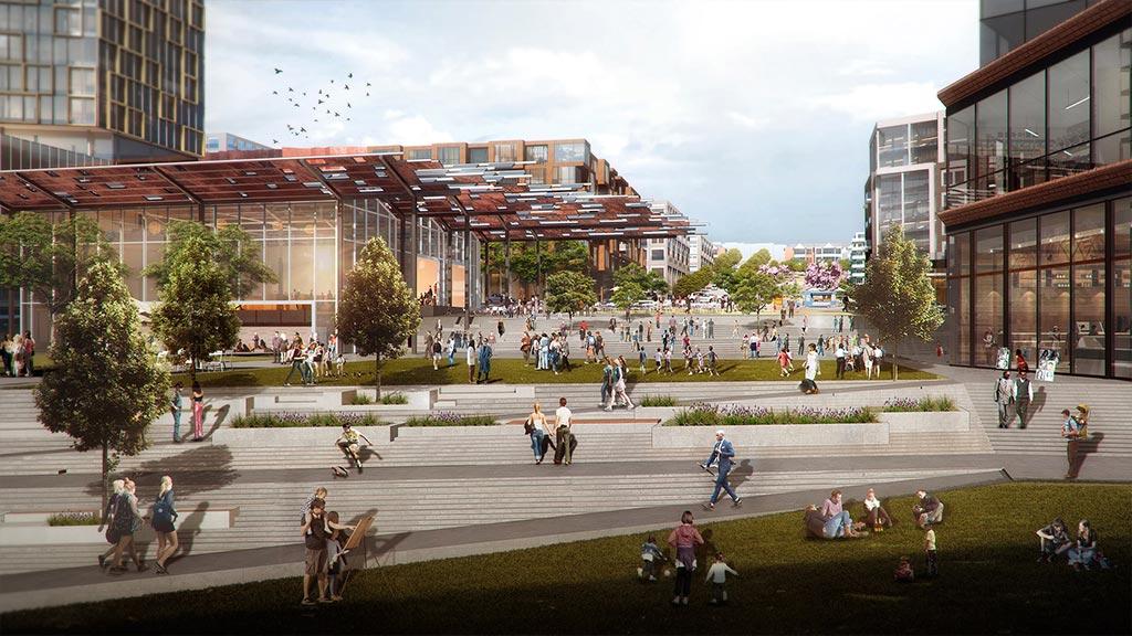 Pittsburgh Hill District mixed-use redevelopment rendering.
