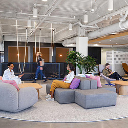 Fivetran headquarters open lounge seating