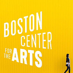 Boston Center for the Arts yellow wall graphic.