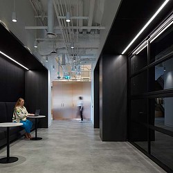 Reception with view of computer server room