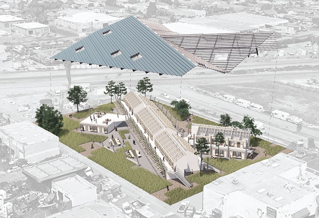 A rendering of the Urban Awning housing project.