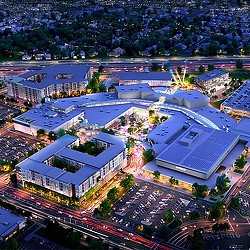 MainPlace Mall nighttime aerial rendering