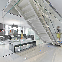 Workplace cafe near stairs