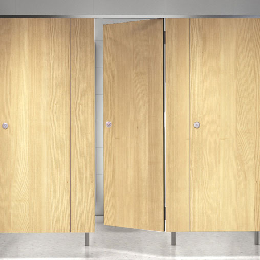 A row of wooden cabinets.