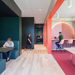 LinkedIn Omaha quiet workspace with colorful walls