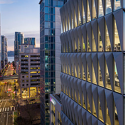 A high angle view of buildings.