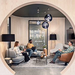 An arched private meeting area at Acre Showroom in Minneapolis