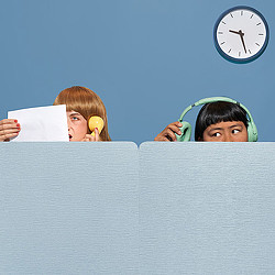 Two workers eavesdropping