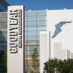 The environmental graphic design and branding of the Goodyear World Headquarters