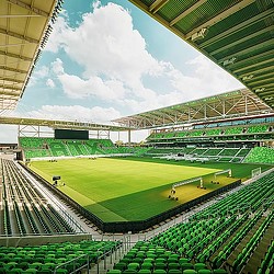 Q2 sports stadium with green field