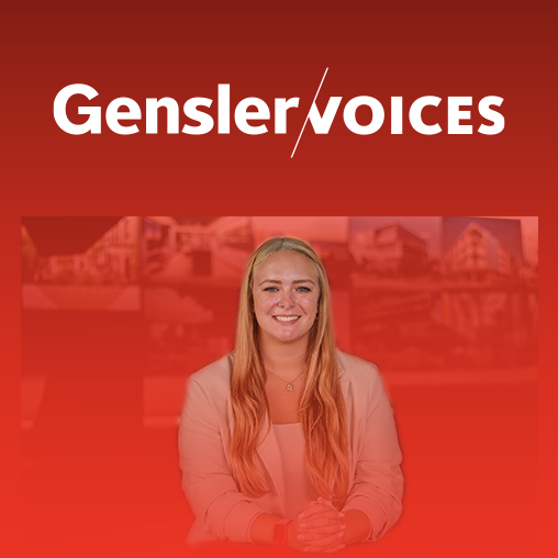 Katie Karlinchak headshot with Gensler Voices overlay