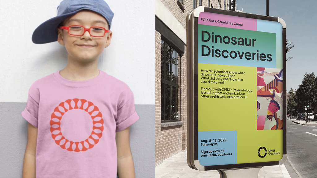 Oregon Museum of Science and Industry (OMSI) brand design composite