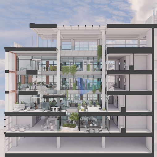 A building with many windows.