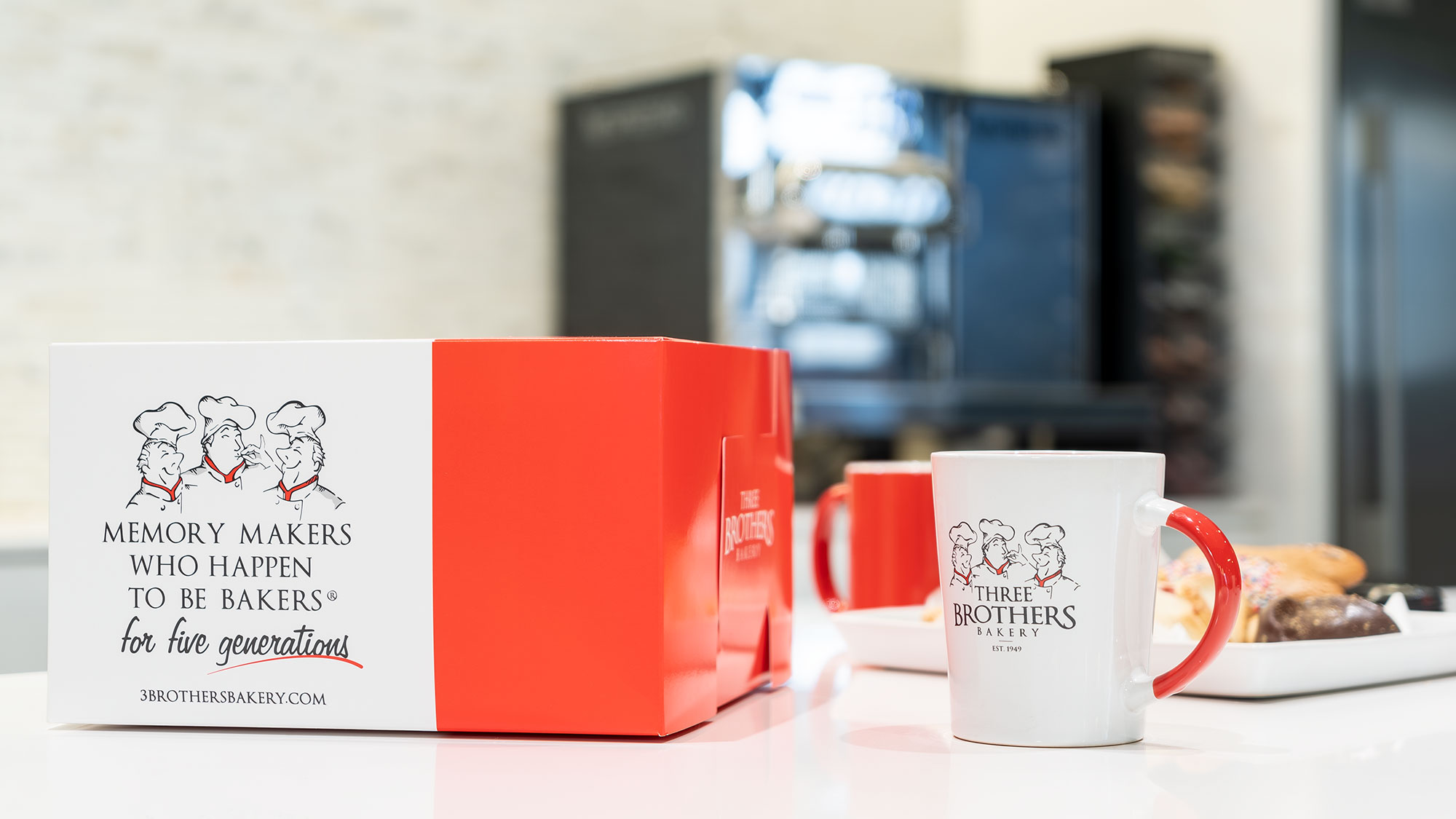 A box and a mug of coffee.