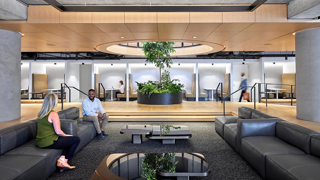 Marriott International Headquarters lobby seating with tree