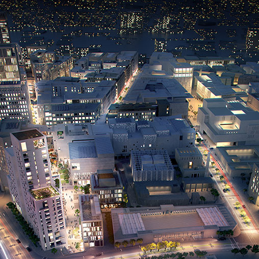 Aerial view of a city.
