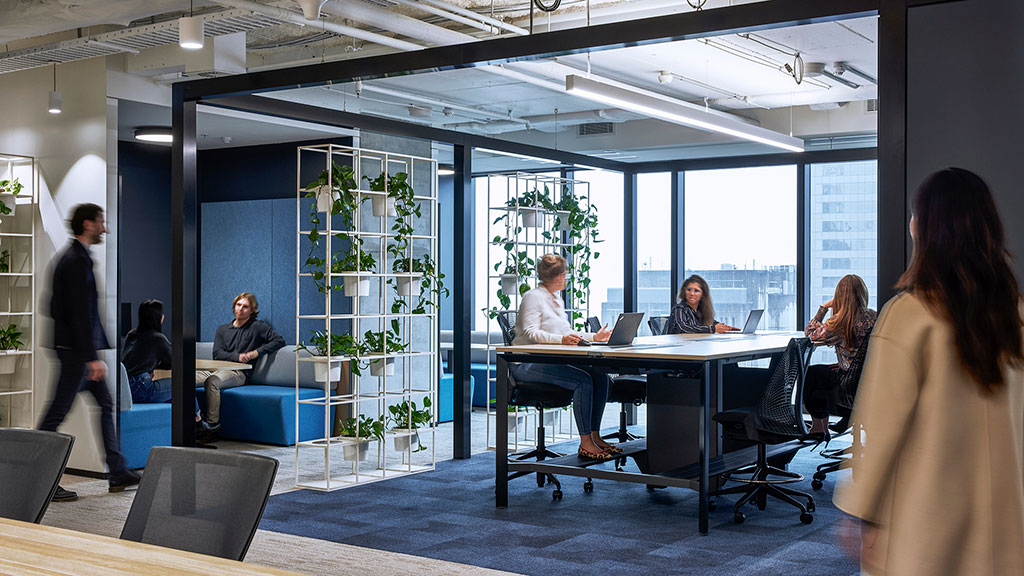 A group of people in a meeting.
