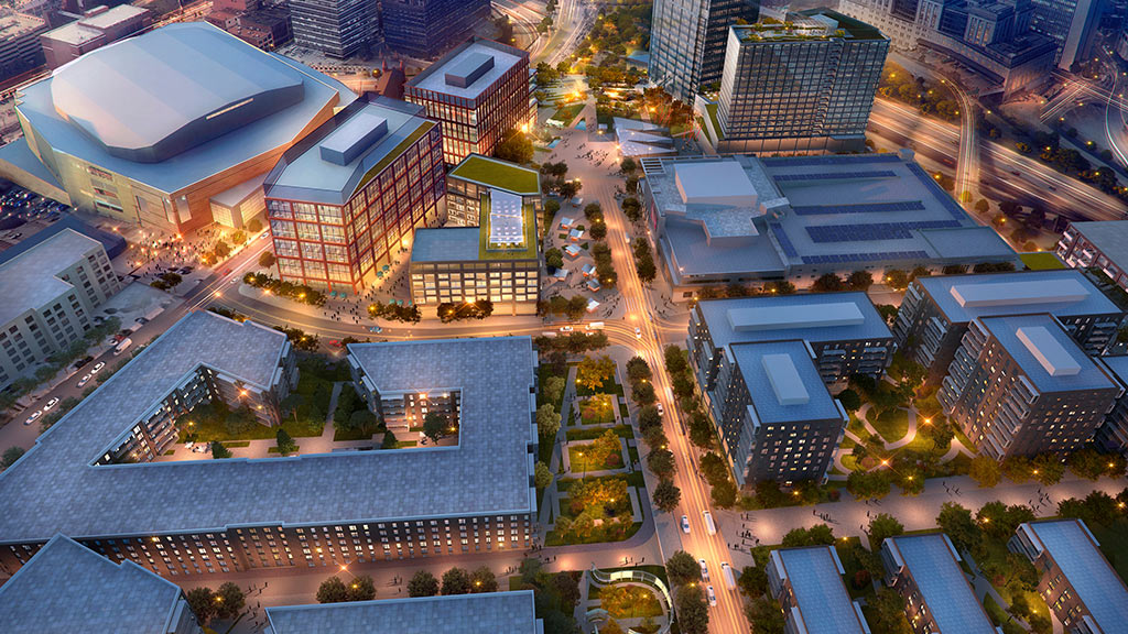 Lower Hill District Mixed-Use Redevelopment aerial view