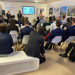 Gensler Co-Chair Diane Hoskins speaking at COP28 GCCA event