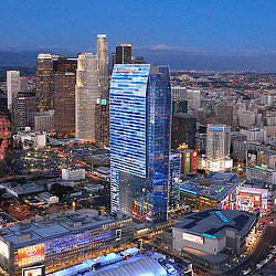 Ritz-Carlton Hotel & Residences and JW Marriott at L.A. LIVE aerial view