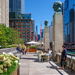 The Mart outdoor space with views of Chicago River