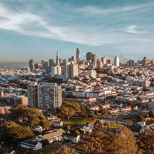 A city with many buildings.