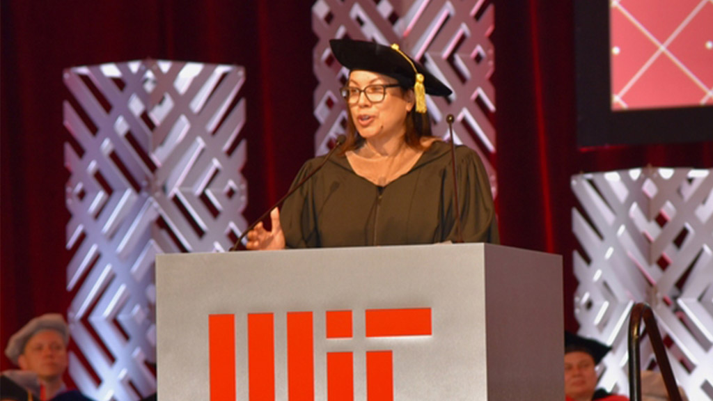 Gensler Global Co-Chair Diane Hoskins giving MIT School of Architecture and Planning 2024 commencement speech