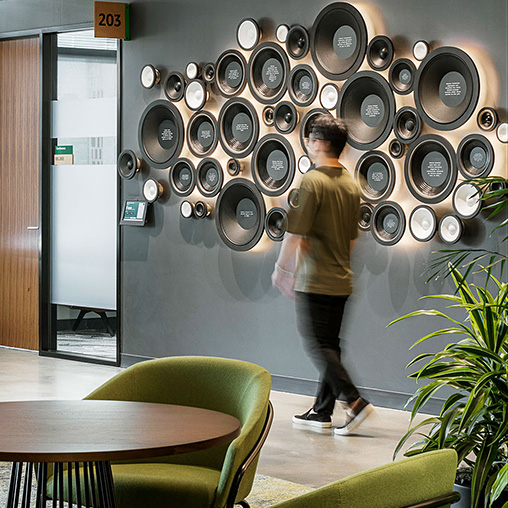 Environmental graphics are displayed at Amazon's HQ2.