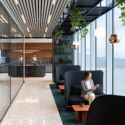 Workplace interior with view