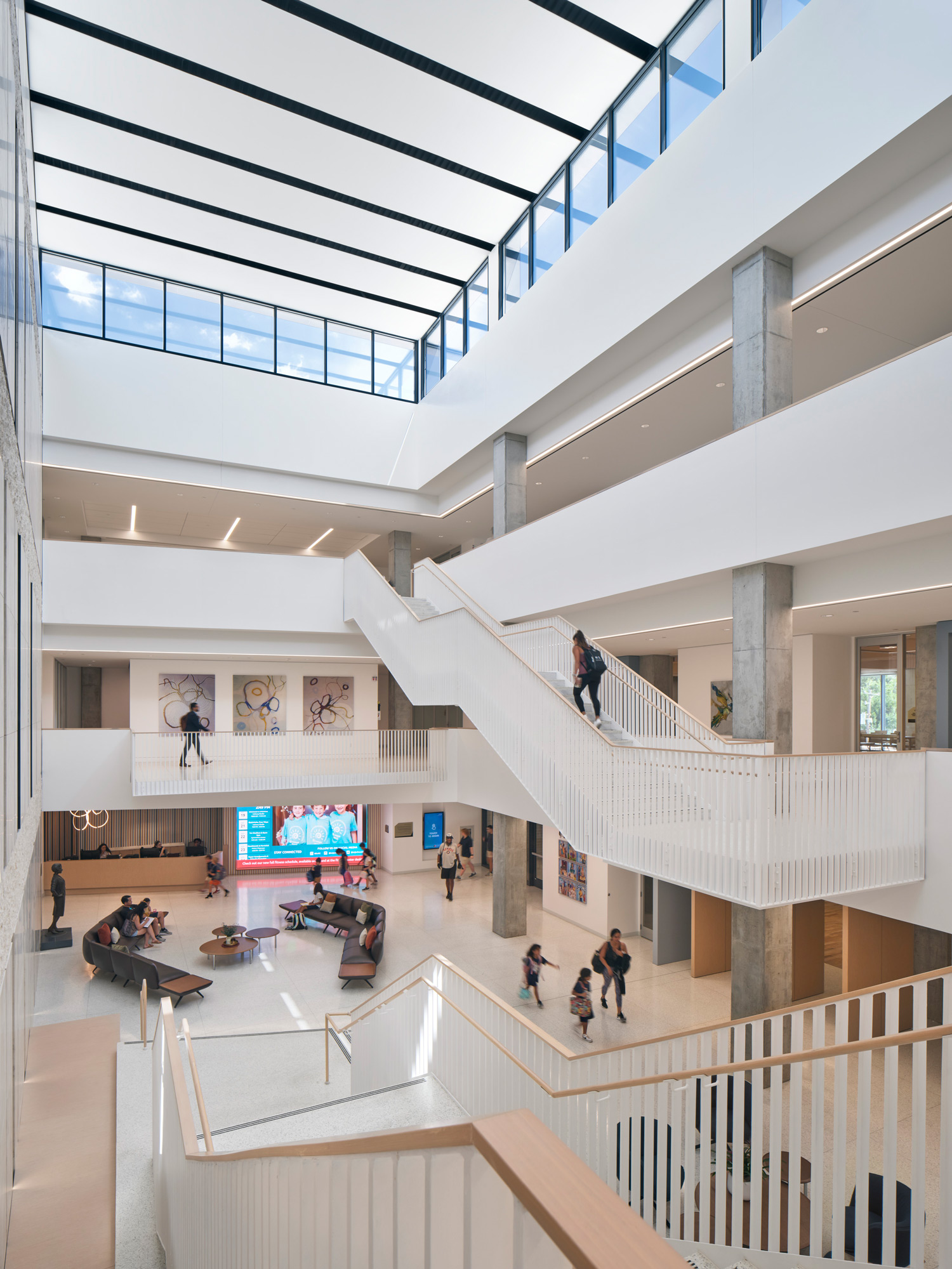 A high angle view of a building.