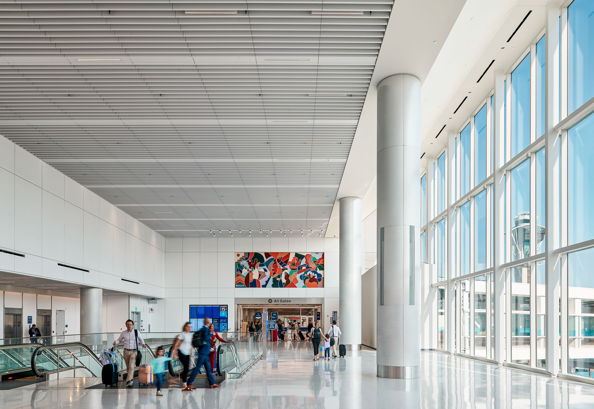 Delta Sky Way at LAX walkway and escalator to gates
