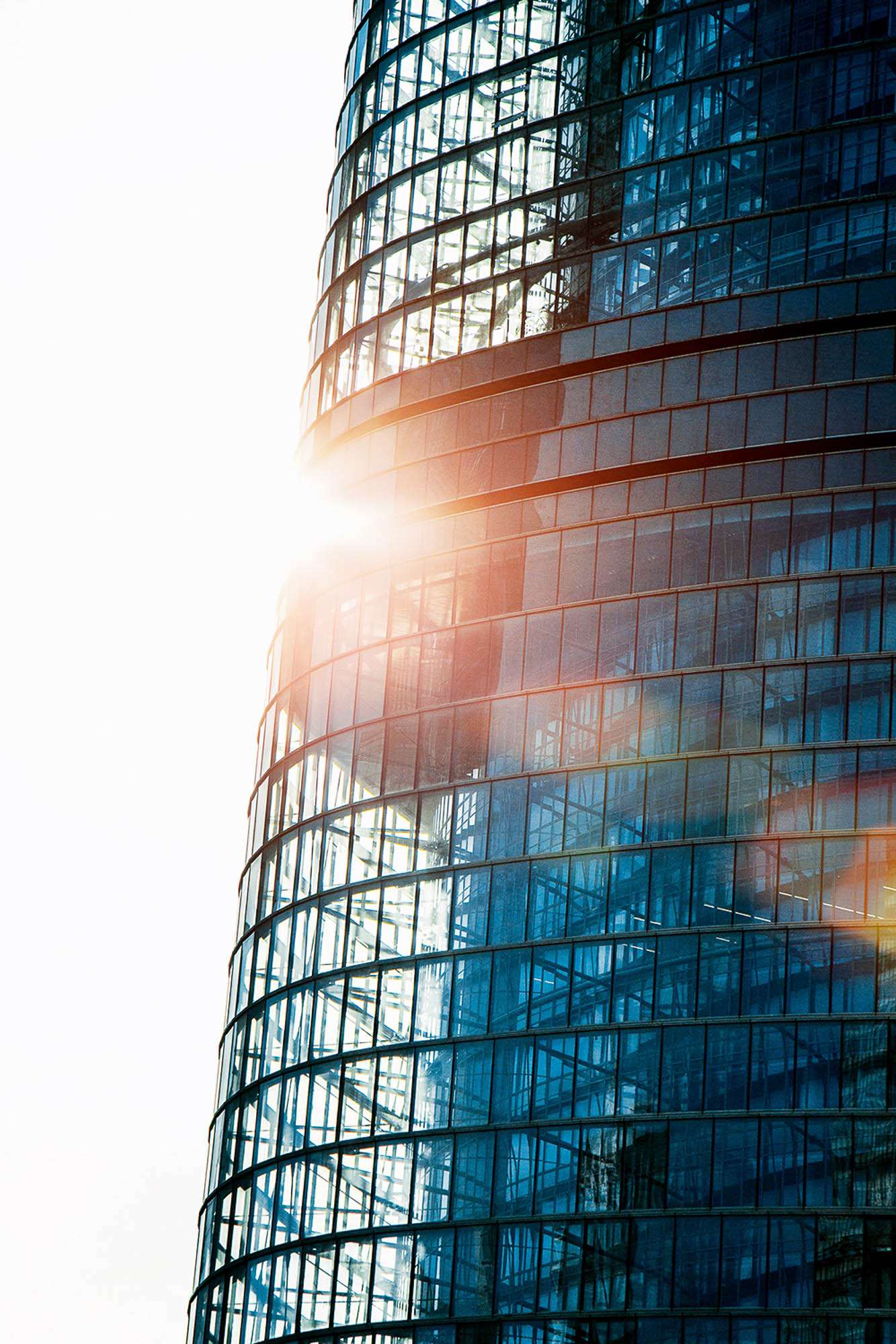 A tall glass building.