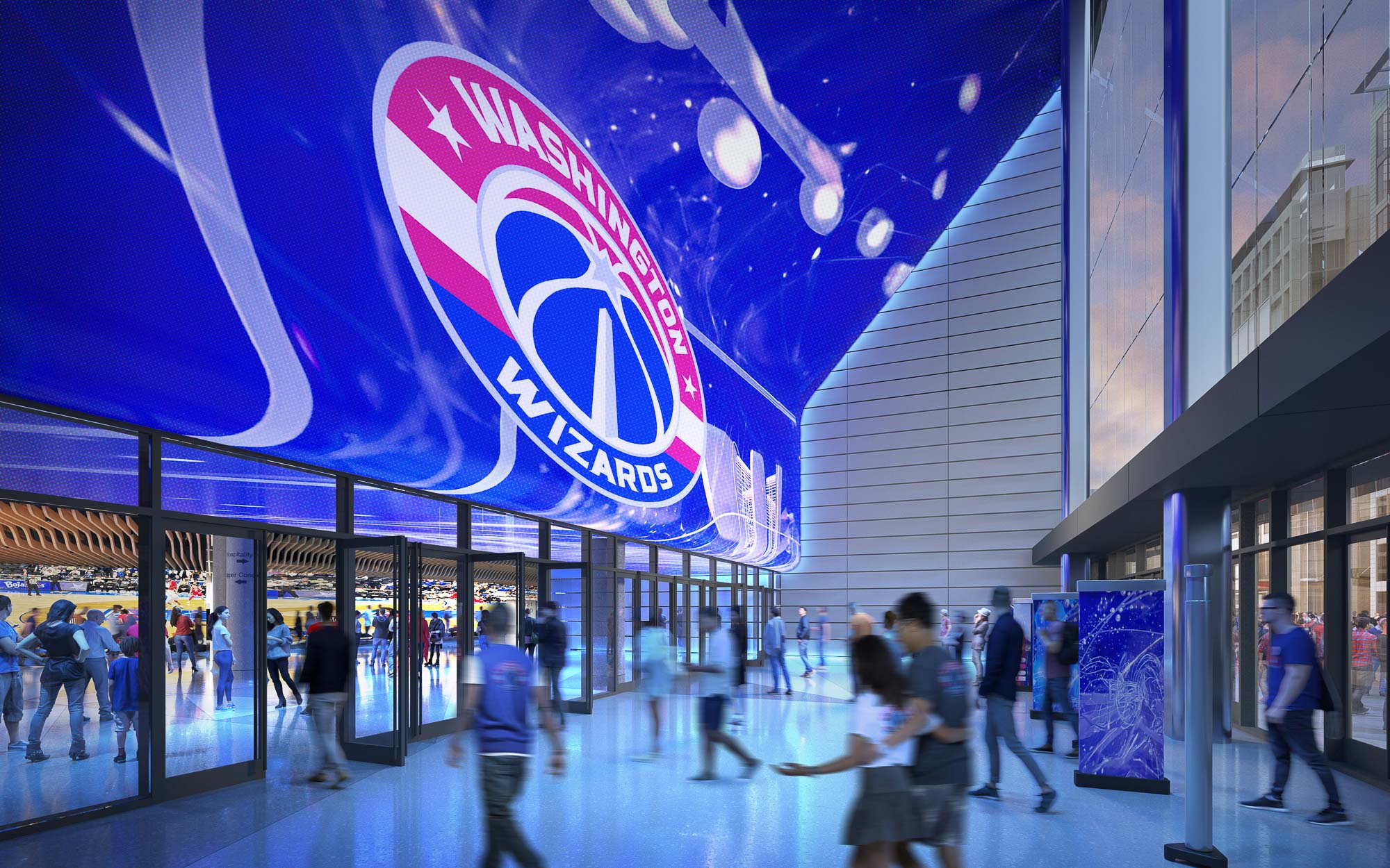 Capital One Arena main entry with Washington Wizards branding