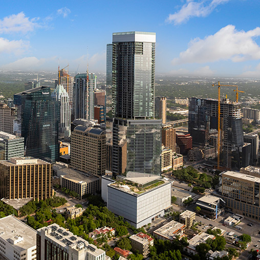 Sixth and Guadalupe skyscraper in downtown Austin
