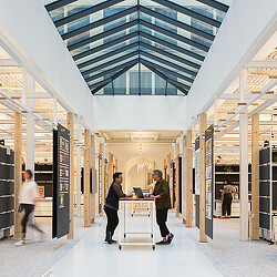 Gensler San Francisco office central hallway with skylight